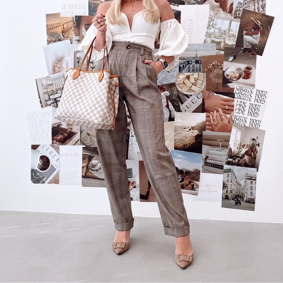 Ronny Kobo Collection Pants - Ronny Kobo Plaid High Waisted Trousers (Part of Set)